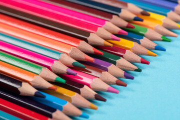 Close up macro shot of color pencil pile pencil nibsClose up macro shot of color pencil pile pencil nibs