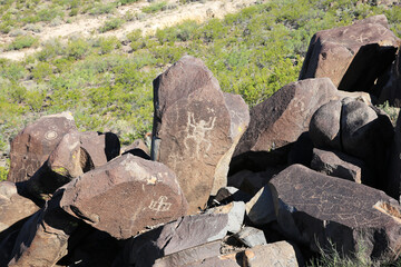 Three Rivers Petroglyph Site in New Mexico, USA, ancient Indian artwork