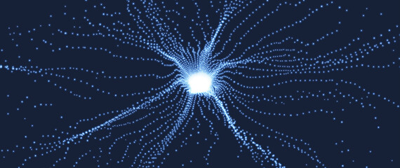 Fototapeta premium Space vortex. Hole made from flying particles. Abstract background. 3d vector illustration.