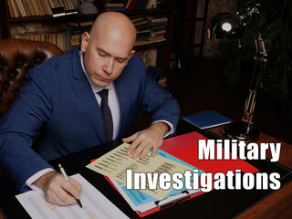 Legal concept about Military Investigations . Closeup portrait of unrecognizable successful...