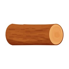 Tree log, wooden material in flat cartoon style isolated on white background. Textured detailed clipart, boulder. Cutting part, section.