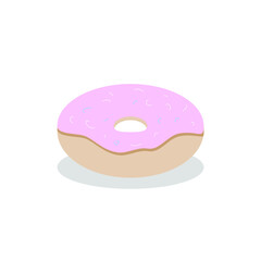 Pink donut in powder Vector illustration isolated on white background. Tasty Donut With Glaze Icon .Cute, Colorful And Glossy Donuts With Glaze And Powder