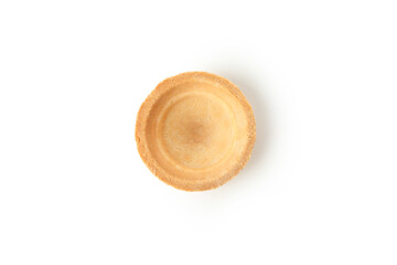 Empty tartlet isolated on white background, top view