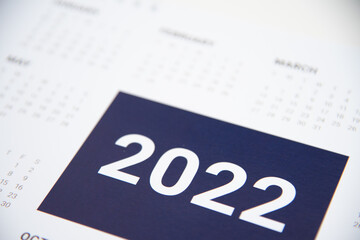 Blurred calendar 2022 in planning concept.