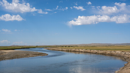 Fototapeta na wymiar River near Ogii Lake Mongolia