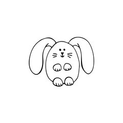 Doodle image of a rabbit. Hand drawn childrens illustration