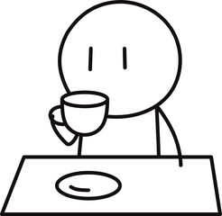 コーヒーを飲んでいる人のベクターイラスト性別無し