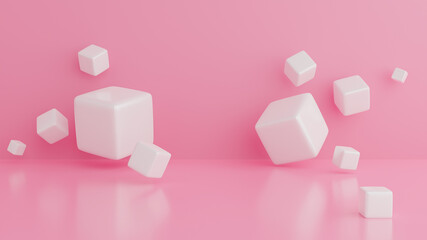 Abstract concept of white cubes.Abstract Background 3d rendering.