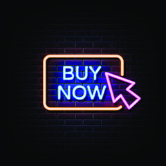 Obraz premium Buy Now Neon Signs Style Text Vector