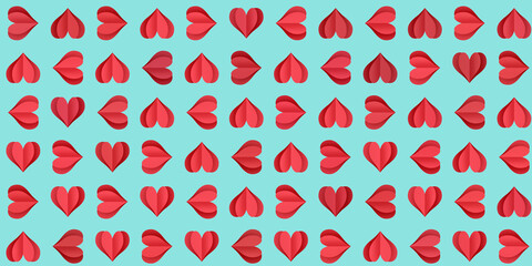seamless pattern with paper red hearts valentine's day concept