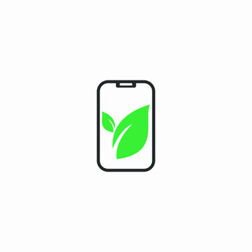 Green Phone logo designs, Nature Technology logo template vector