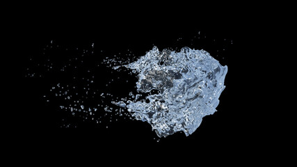 Obraz na płótnie Canvas Water Splash with droplets on black background. 3d illustration.