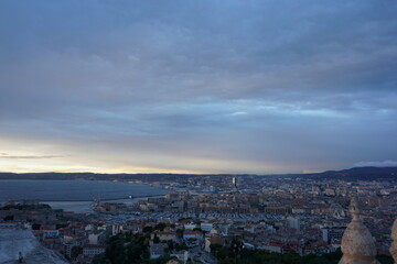 the view from the Basilica Notre-Dame de la Garde in Marseille, Provence, France, November