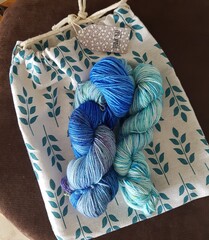 Blue Yarns and bag