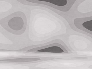 3D rendered abstract black and white graphic contour paper art background