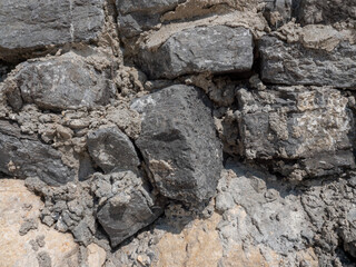Rock with concrete , stone wall texture background