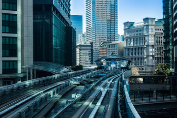 Fototapeta premium 日本 ゆりかもめ車窓からの風景 汐留駅