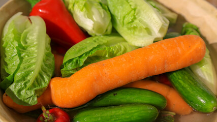 Fototapeta na wymiar Vegetables close-up - Assortment of fresh vegetables close up