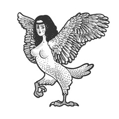 Siren Greek mythical creature sketch raster