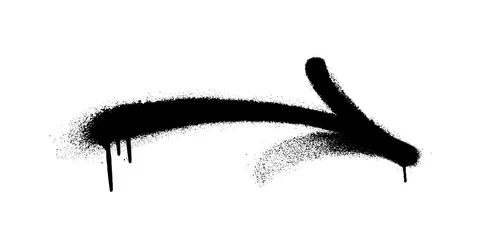 Rolgordijnen Graffiti arrow with overspray in black over white. © Yevhen