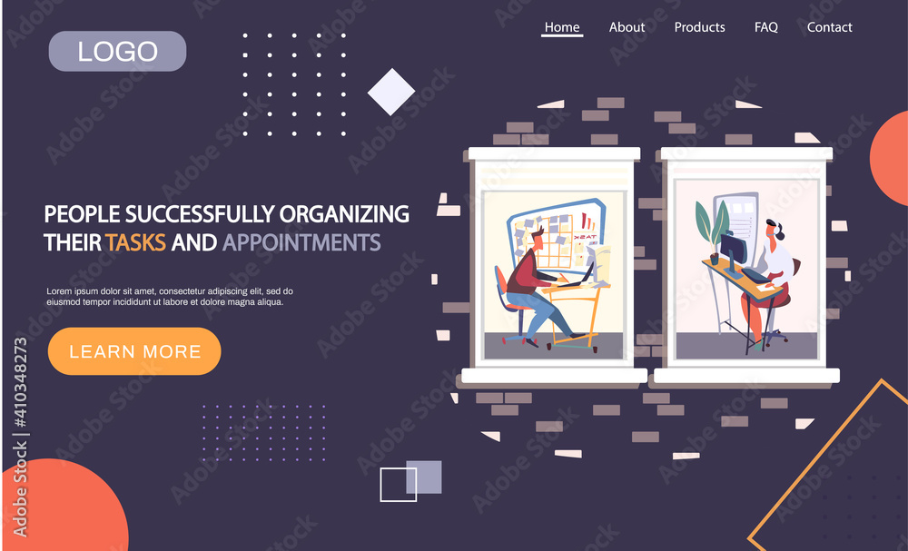 Poster people successfully organizing their tasks and appointments landing page template set, businessman s