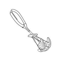 Rock climbing Friend . Vector illustration. Black and white technical drawing