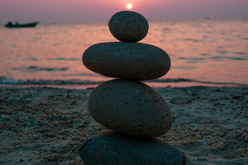 zen stones on the beach