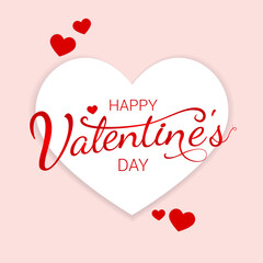 Valentines day text template red heart poster web banner pink background