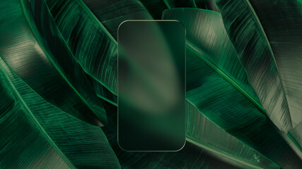 Frosted glass frame of a phone template with blank screen. 3D Illustration