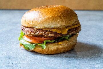 Vegetarian Bean Burger with Brioche Bread Close Up View.