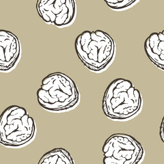 Nuts pattern. Vector seamless background. Ready for printing on textile and other seamless design.