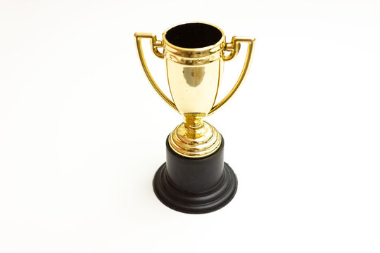 golden cup trophy isolated on white background