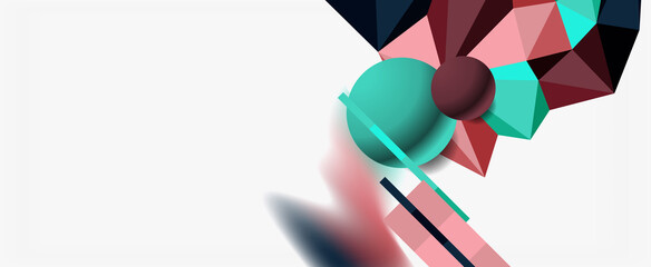 Trendy 3d geometric composition, design template for business or technology presentation, internet poster or web brochure cover