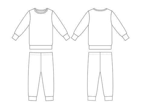 Fashion technical drawing of children pijamas