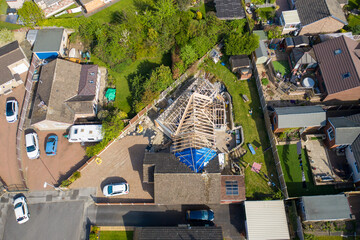 Aerial photo of a typical british housing esate in the Village of Kippax in Leeds West Yorkshire,...