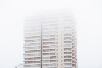 Building city fog architecture office. tower