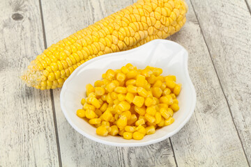Young corn seeds in the bowl