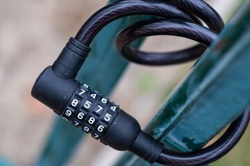 Black bike lock bicycle security. strength closed