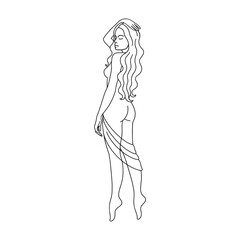 Virgo zodiac sign. Horoscope. Female. Line Art