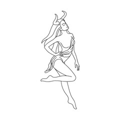 Taurus zodiac sign. Horoscope. Female. Line Art