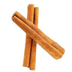 Fragrant cinnamon sticks isolated on white background.