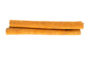 Fragrant cinnamon sticks isolated on white background.
