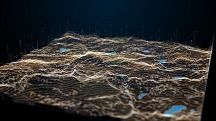 Concept of Future user interface, Dynamic futuristic and digital procedural landscape, Use it for Future technology, science ,business or any other concept.4k High Quality, 3D render.