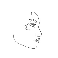 Continuous line abstract female portrait. Single line woman face isolated on white background. Woman fashion beauty concept. Design for model business, t-shirt, logo, icon. Vector