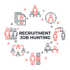 Recruitment set Icon. Head Hunting Related Vector symbol for your infographics web site design illustration