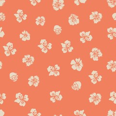 Fototapeta na wymiar Seamless pattern with colorful hand drawn flowers. Brand identity, original textiles, stationery, wrapping paper, and wallpapers. Vector illustration. Floral simple minimalistic graphic design