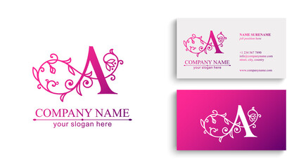 Premium Vector A logo. Monnogram, lettering. Delicate elegant floral pattern of roses. Personal logo or sign for branding an elite company. Vector design.
