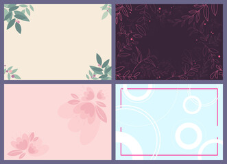 Women's day blanks for postcards. Beautiful holiday templates in horizontal orientation.