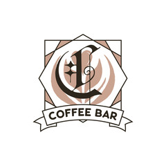 Monogram logo designs. Classic monogram - Coffee bar. Stylish badge for web and print. Stock vector label