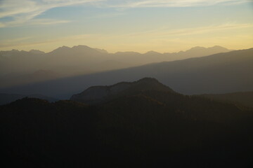 Sunrise in the Caucasus, mountains.